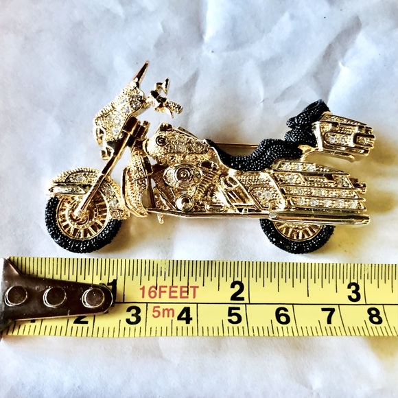 Swarovski Crystal Motorcycle Pin - Picture 3 of 13